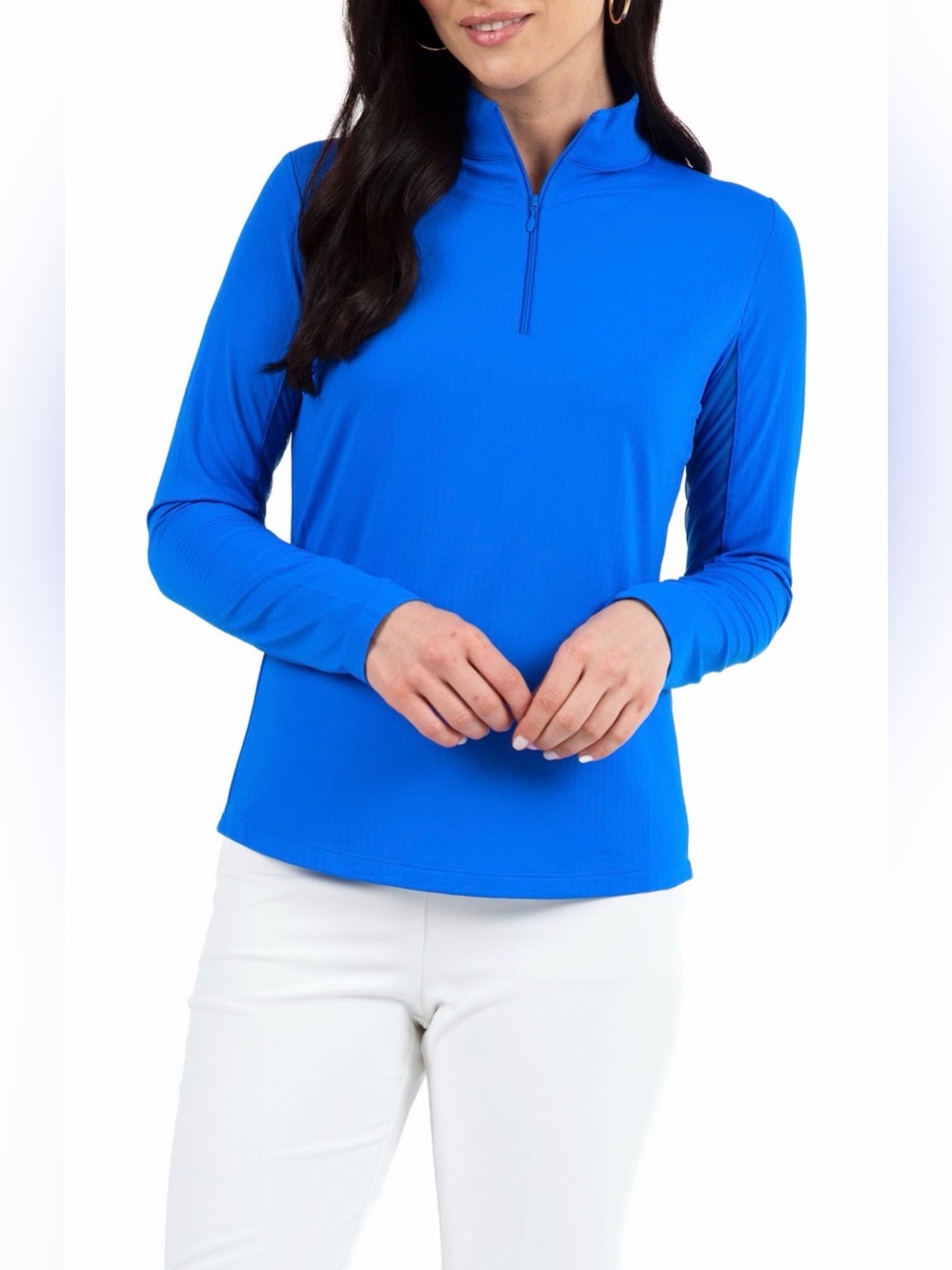 IBKÜL Solid Long Sleeve Mock Neck Quarter Zip UPF 50+ Top Women’s Size L